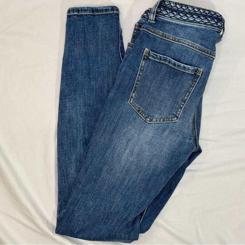 Cabi Stylish Blue Skinny Jeans with Braided Waistband Size 2 - Picture 5 of 6